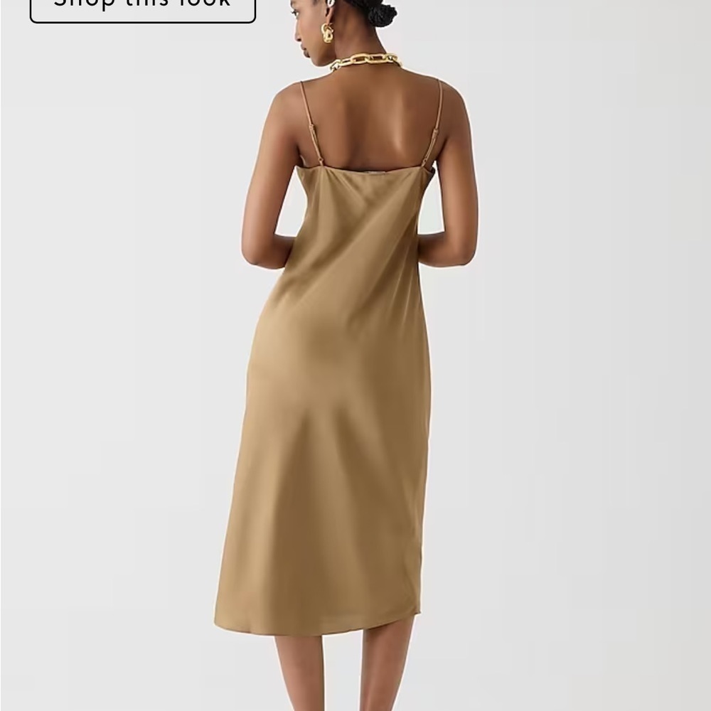 J crew Gwyneth slip dress in luster charmeuse camel - Picture 3 of 6